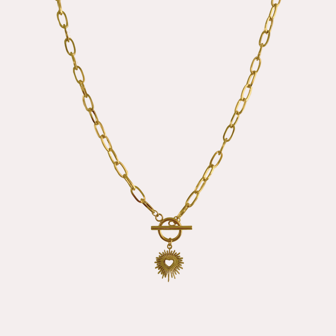Collar Corazón puntas dorado