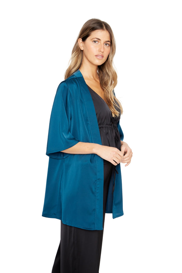Kimono Lis satin petróleo