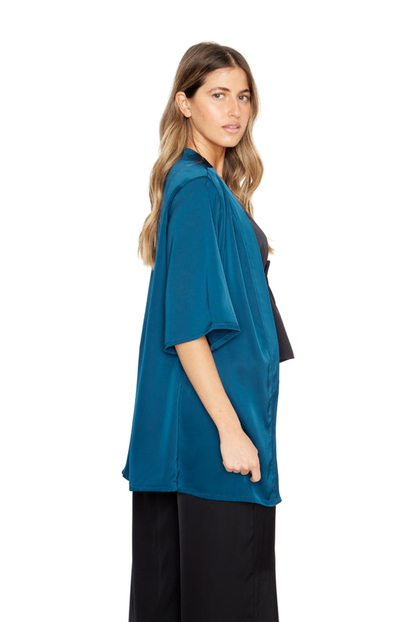 Kimono Lis satin petróleo