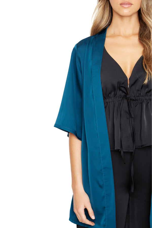 Kimono Lis satin petróleo