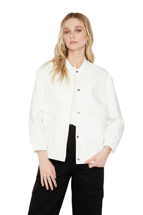 Chaqueta Bomber manga larga blanca
