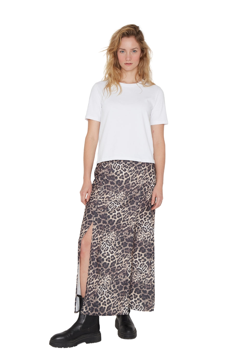 Falda Jane midi leopard print