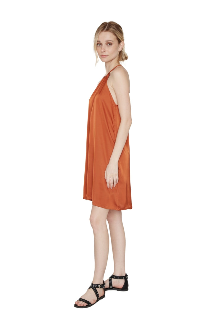 Vestido Rena satin cobre