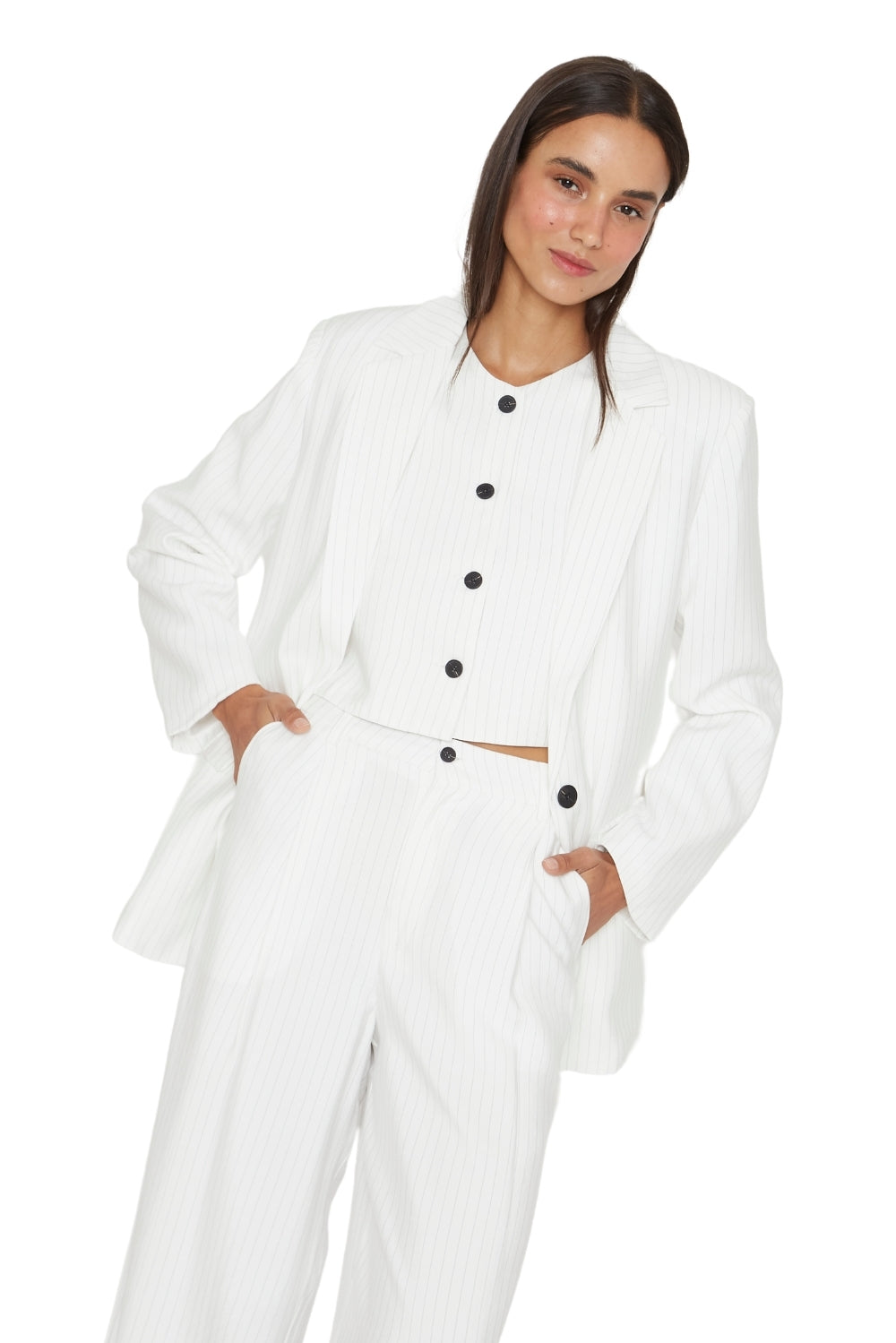 Vest Oxford rayas blanco