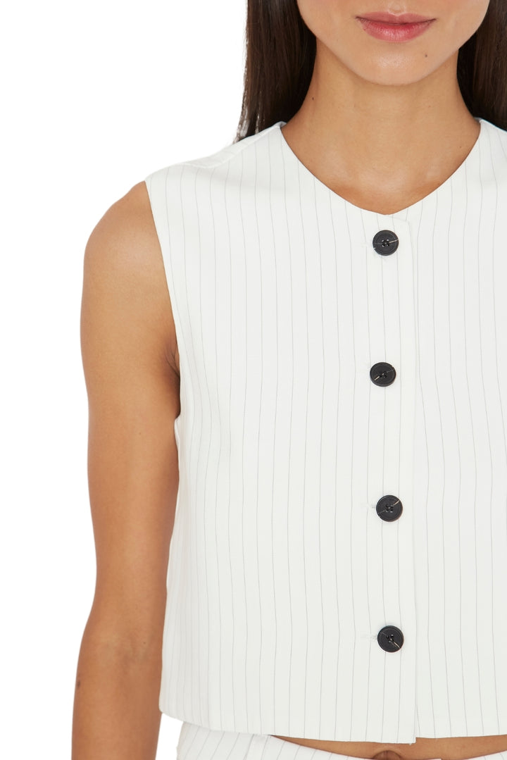 Vest Oxford rayas blanco