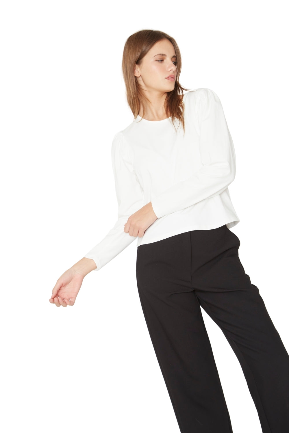 Polera Alicia manga larga blanca