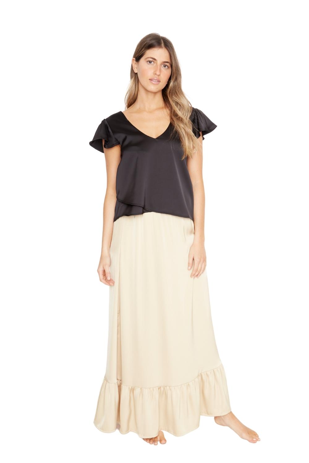Falda Ana satin dorada