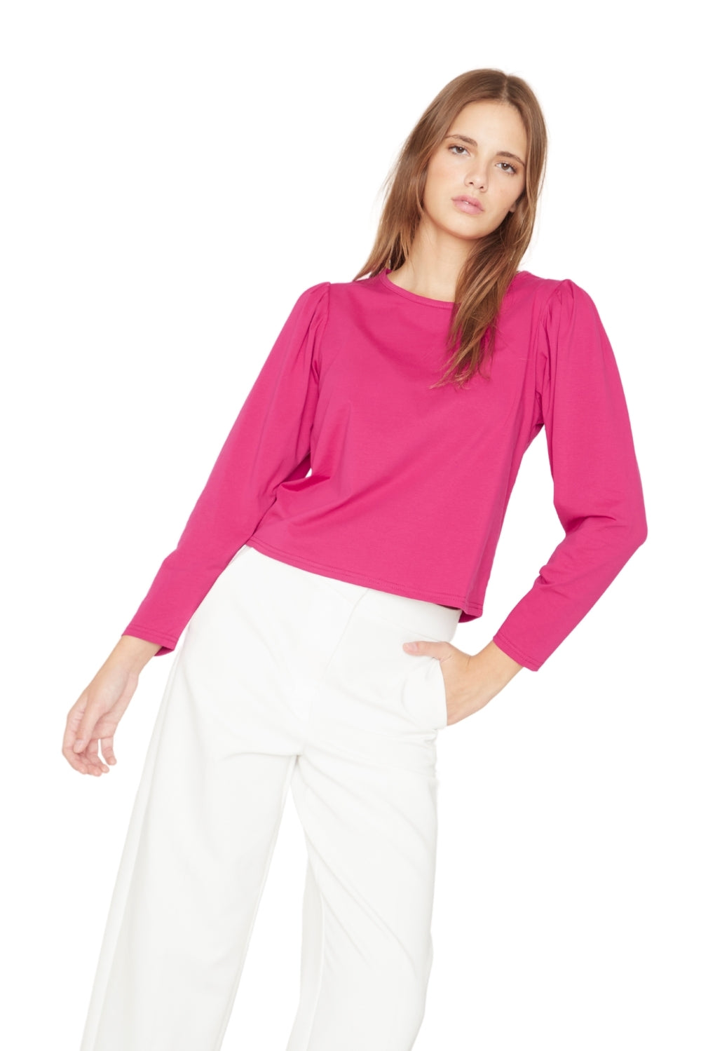 Polera Alicia manga larga fucsia