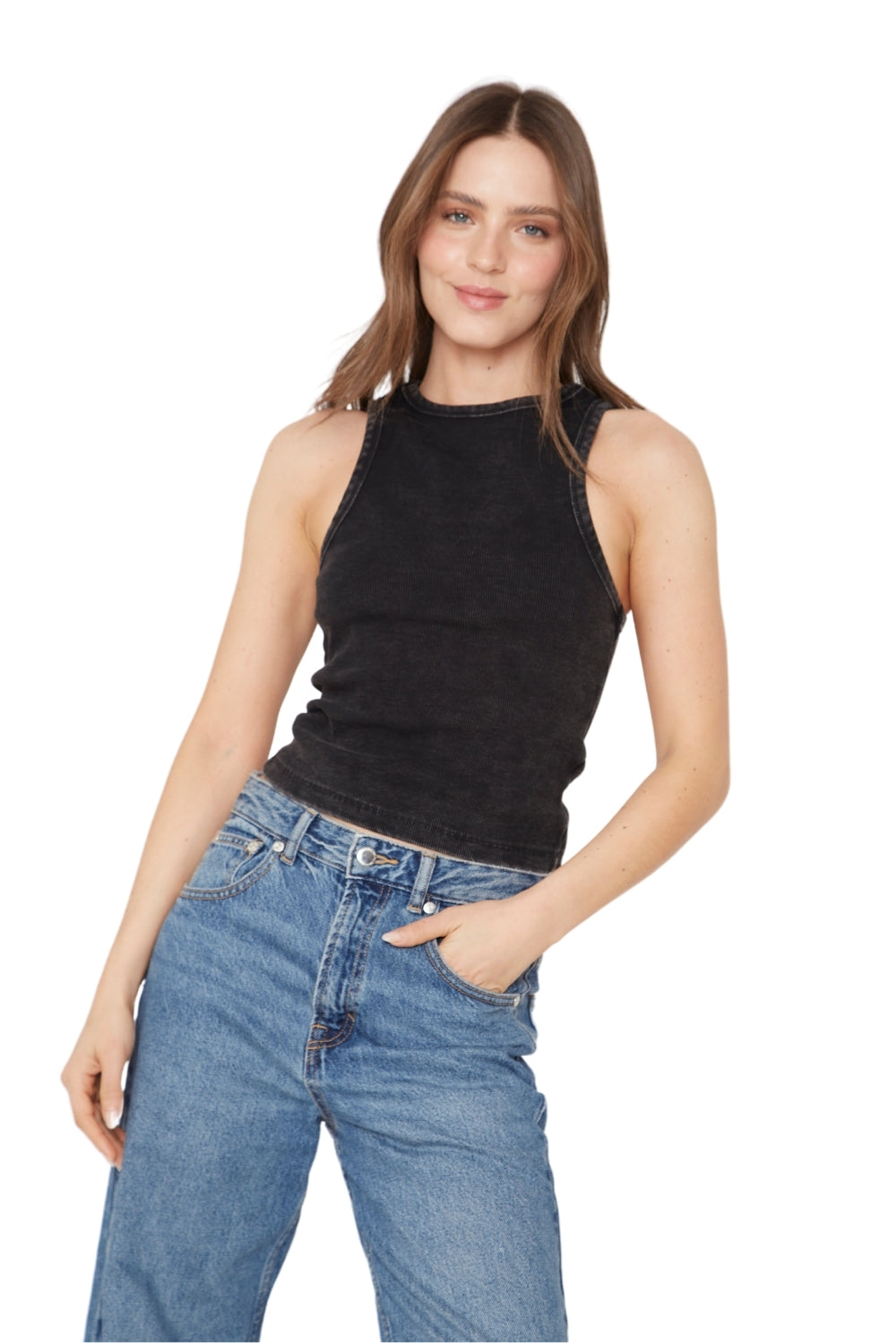 Rib Tank Top negro