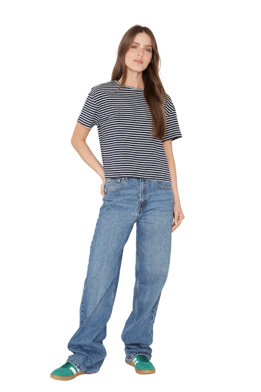 Polera Ara azul y blanca