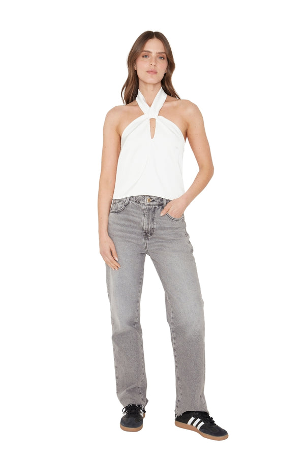 Blusa Elisa satin blanca