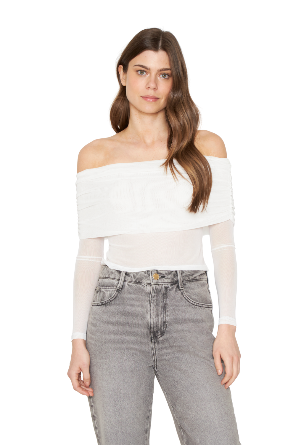 Polera Hombros Net blanca