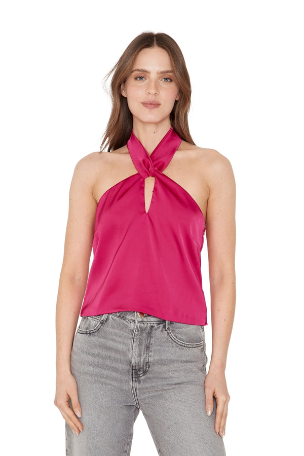 Blusa Elisa satin fucsia