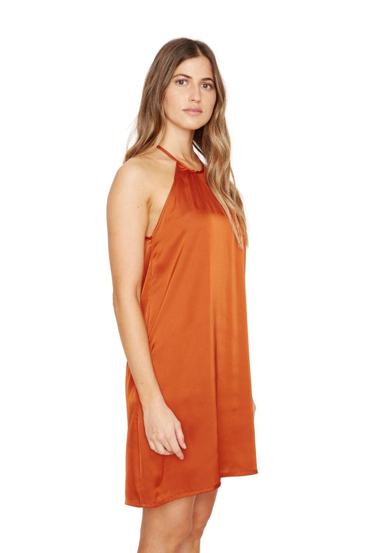 Vestido Rena satin cobre