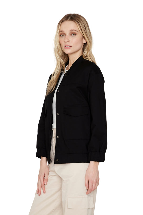 Chaqueta Bomber manga larga negra