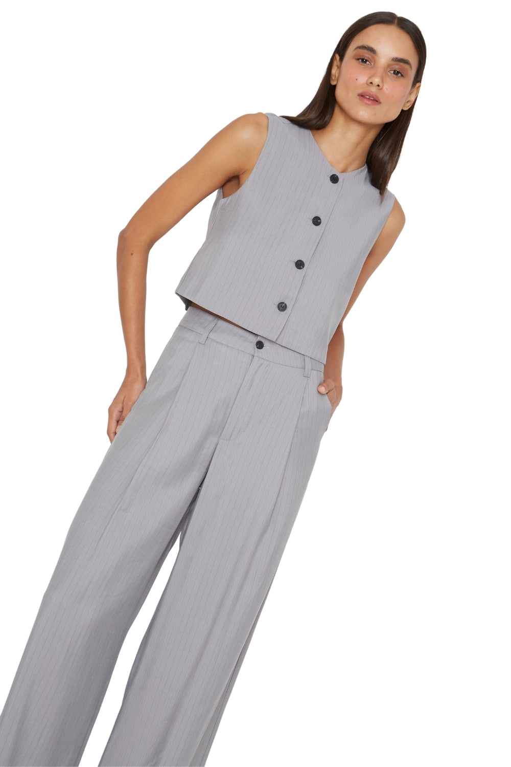 Pantalón Oxford rayas gris