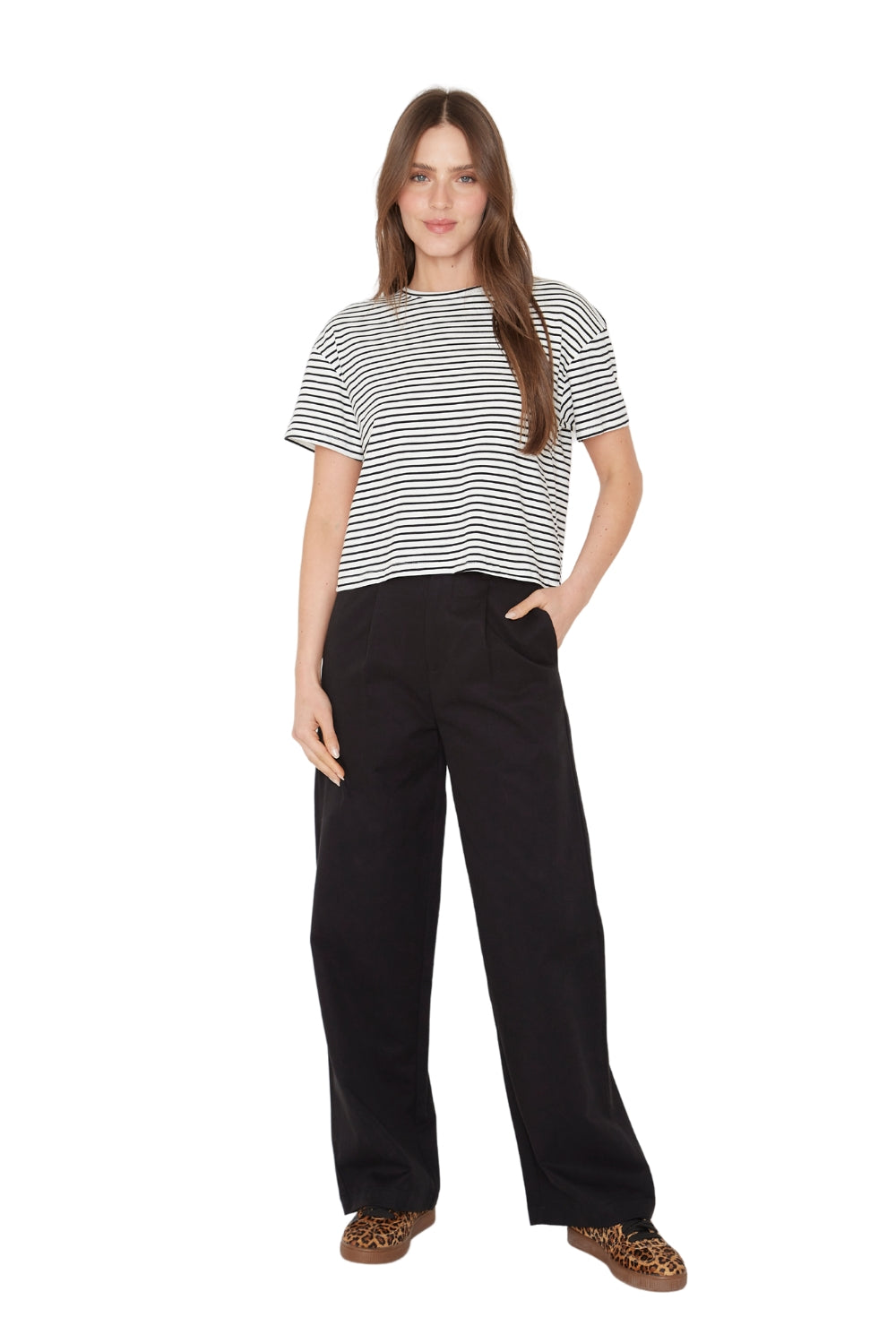 Polera Ara blanca y negra