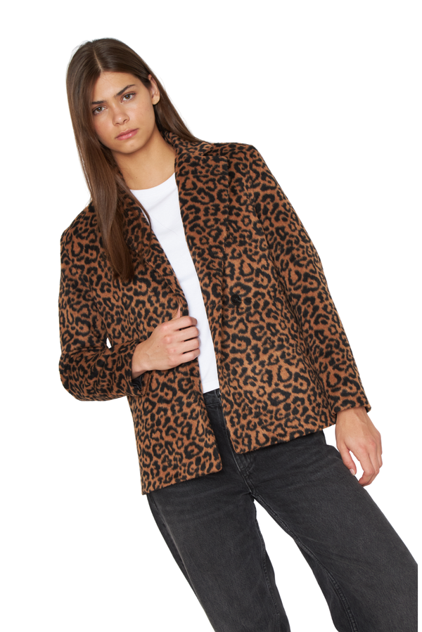 Abrigo Gala animal print camel
