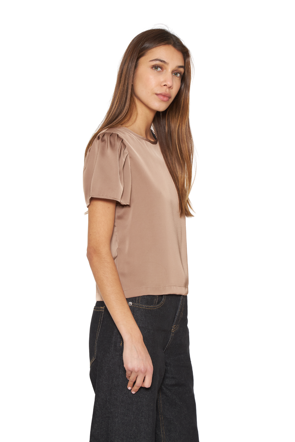 Blusa Olivia satin café