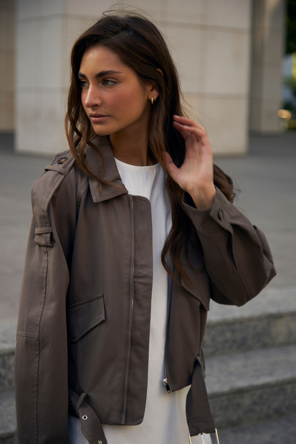 Chaqueta Aviadora Cotton café