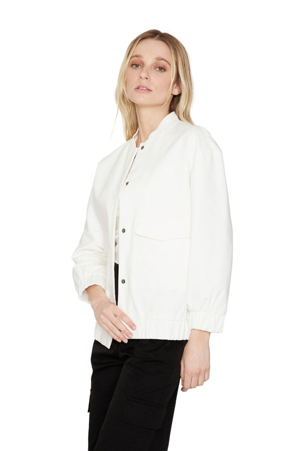 Chaqueta Bomber manga larga blanca