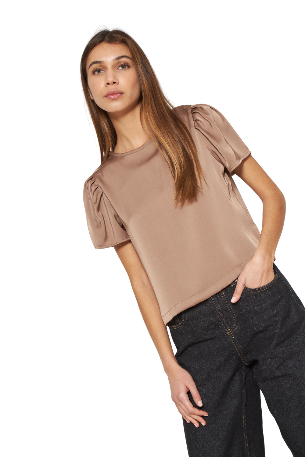 Blusa Olivia satin café