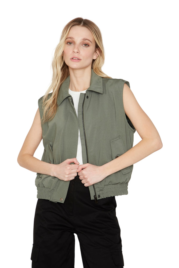 Chaqueta Bomber sin mangas verde