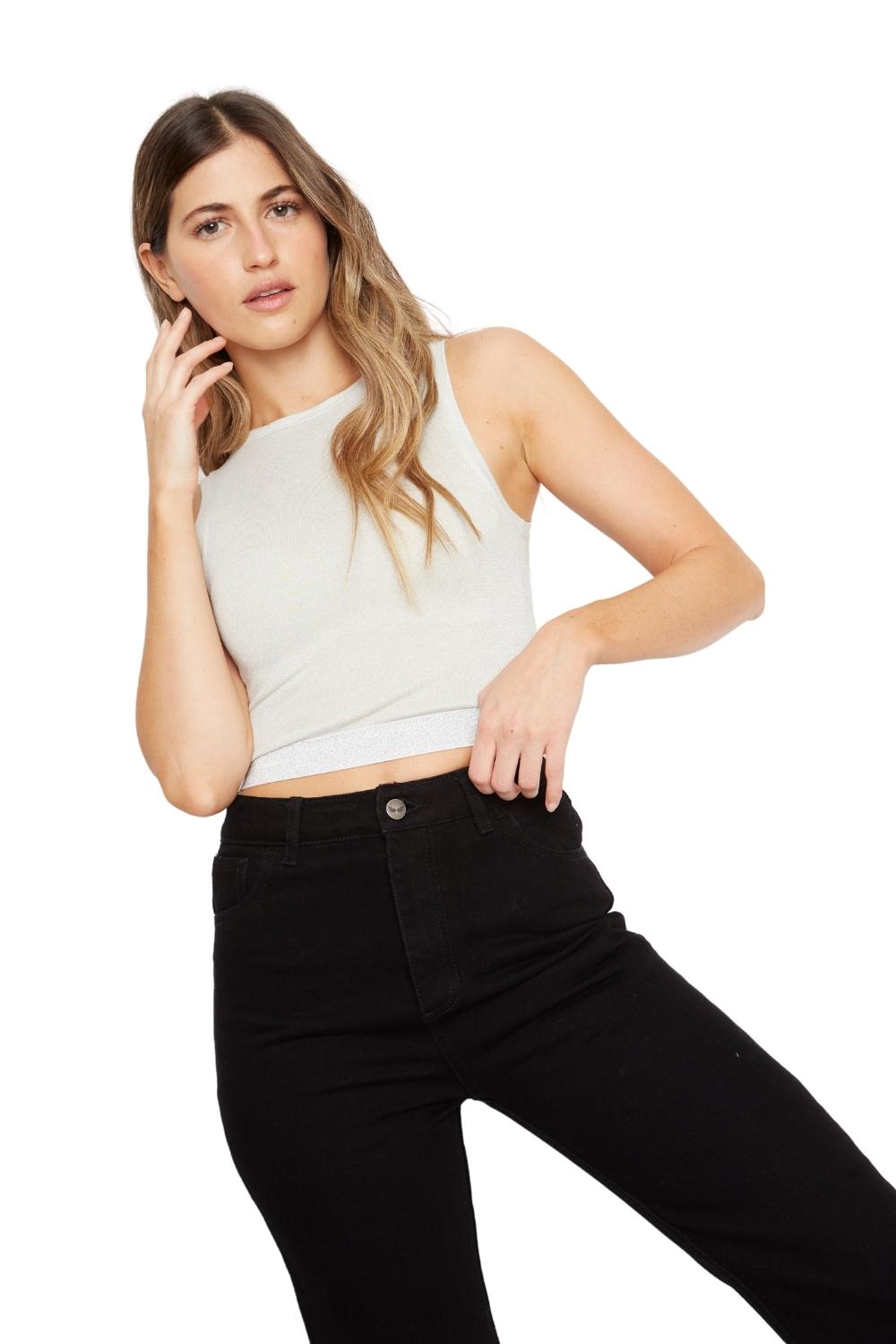 Polera Fer glitter plateada