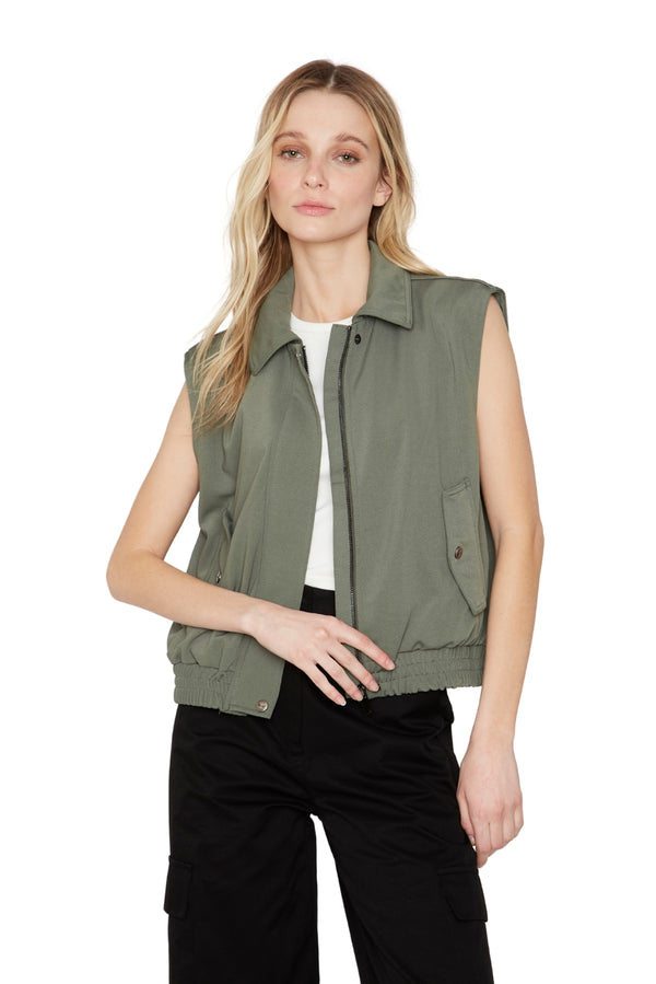 Chaqueta Bomber sin mangas verde