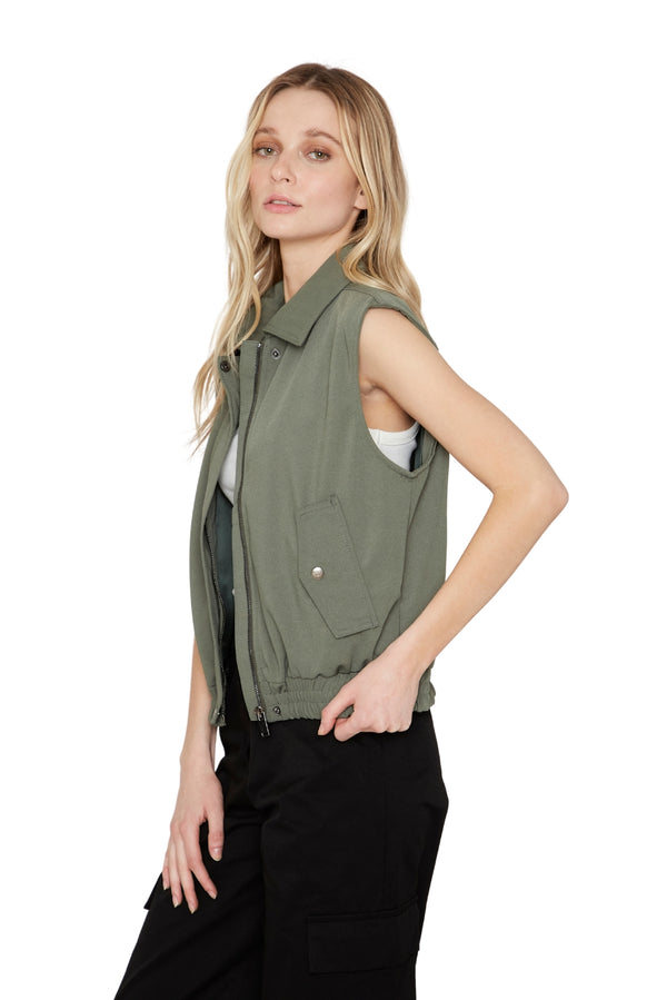 Chaqueta Bomber sin mangas verde
