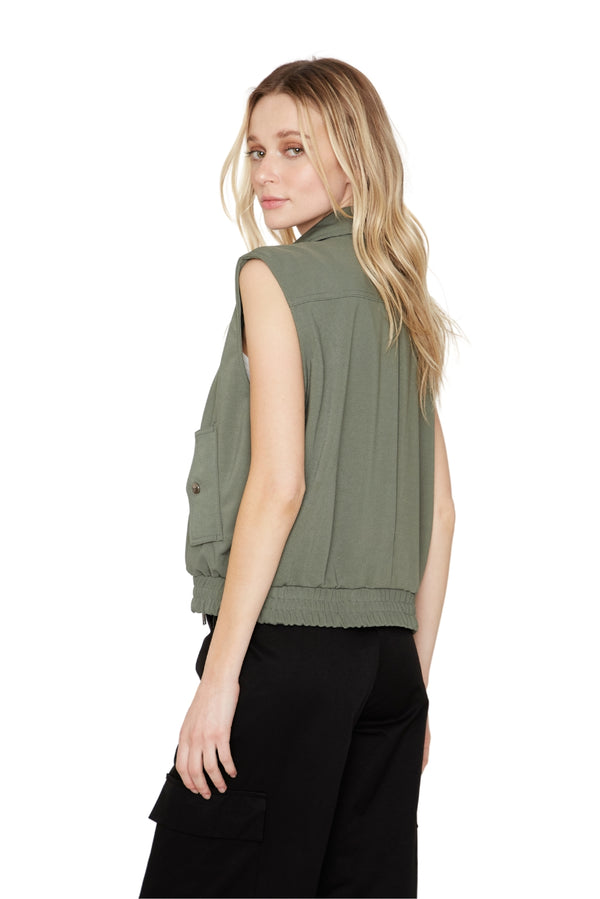 Chaqueta Bomber sin mangas verde
