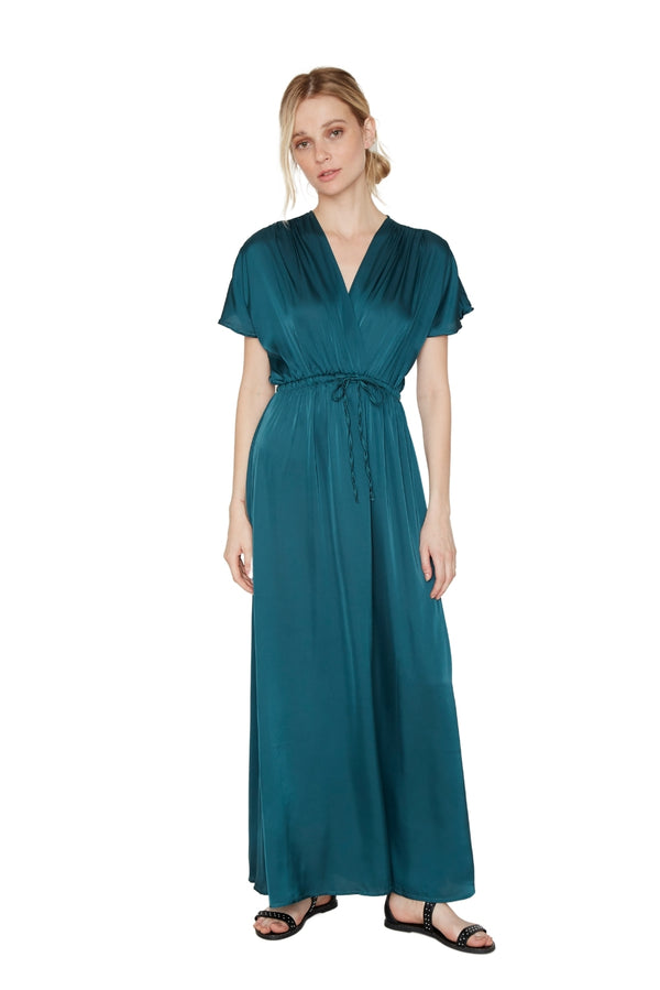 Vestido Lucila satin petróleo