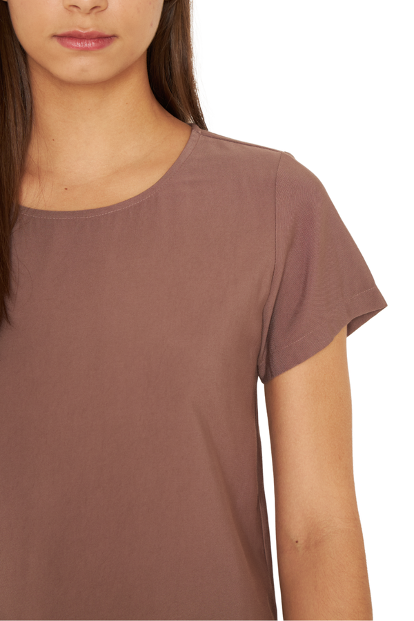 Polera Ana manga corta café