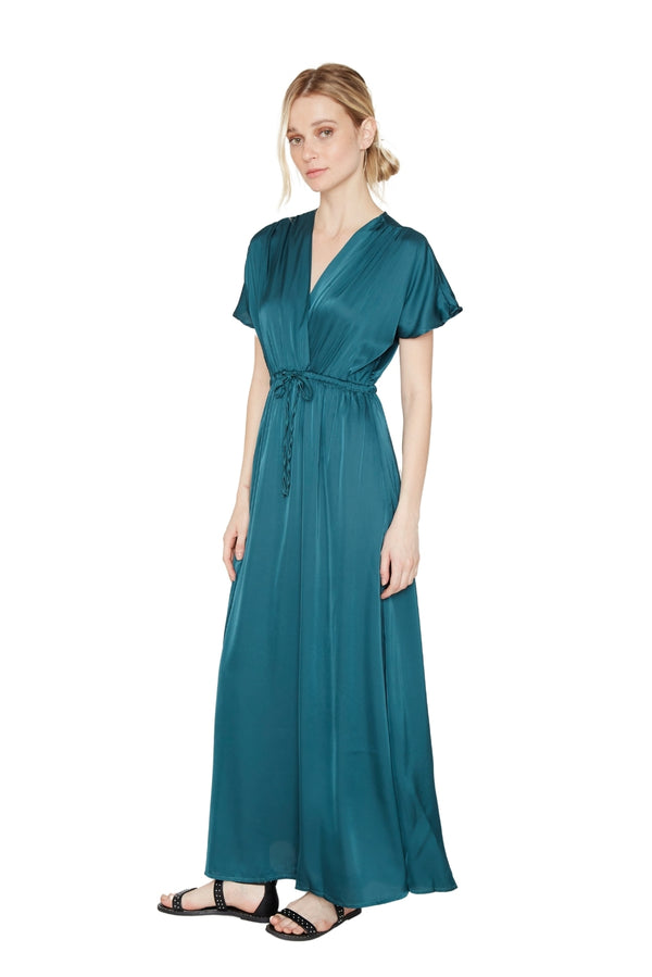 Vestido Lucila satin petróleo