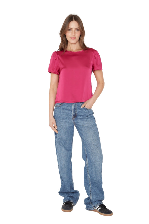 Blusa Olivia satin fucsia