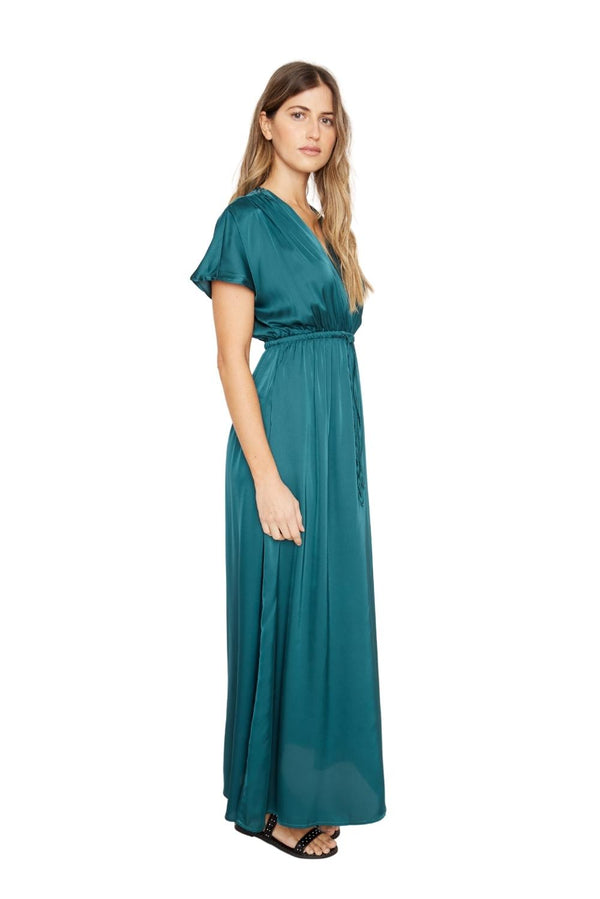 Vestido Lucila satin petróleo