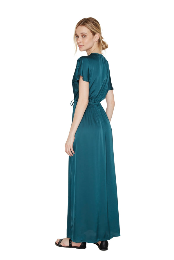 Vestido Lucila satin petróleo