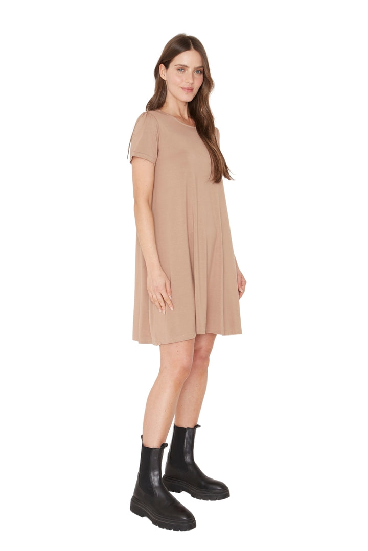 Vestido Bianca manga corta II café