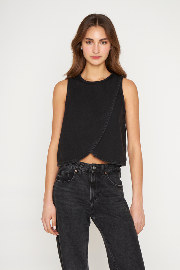 Polera Denim sin mangas negra