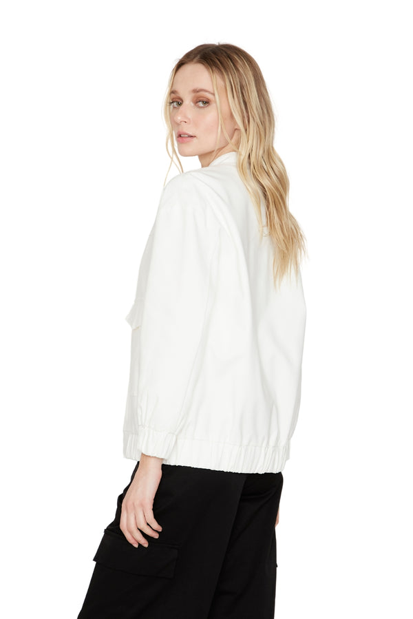 Chaqueta Bomber manga larga blanca