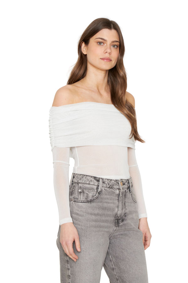 Polera Hombros Brillos blanca