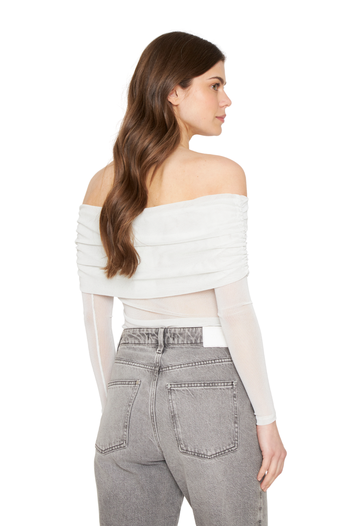 Polera Hombros Brillos blanca