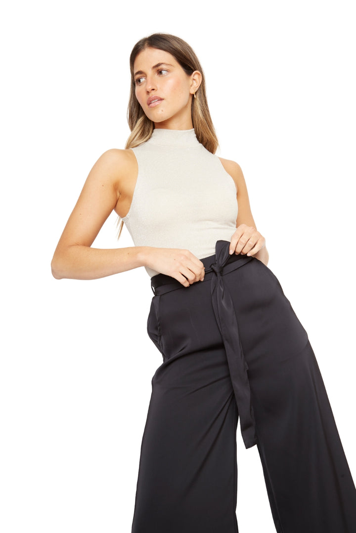 Pantalón Greta largo satin negro