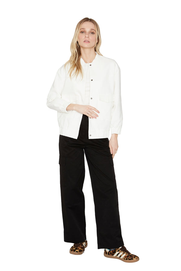 Chaqueta Bomber manga larga blanca