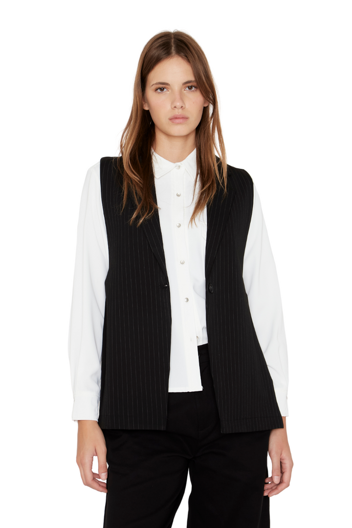 Blazer Owen rayas negro sin manga