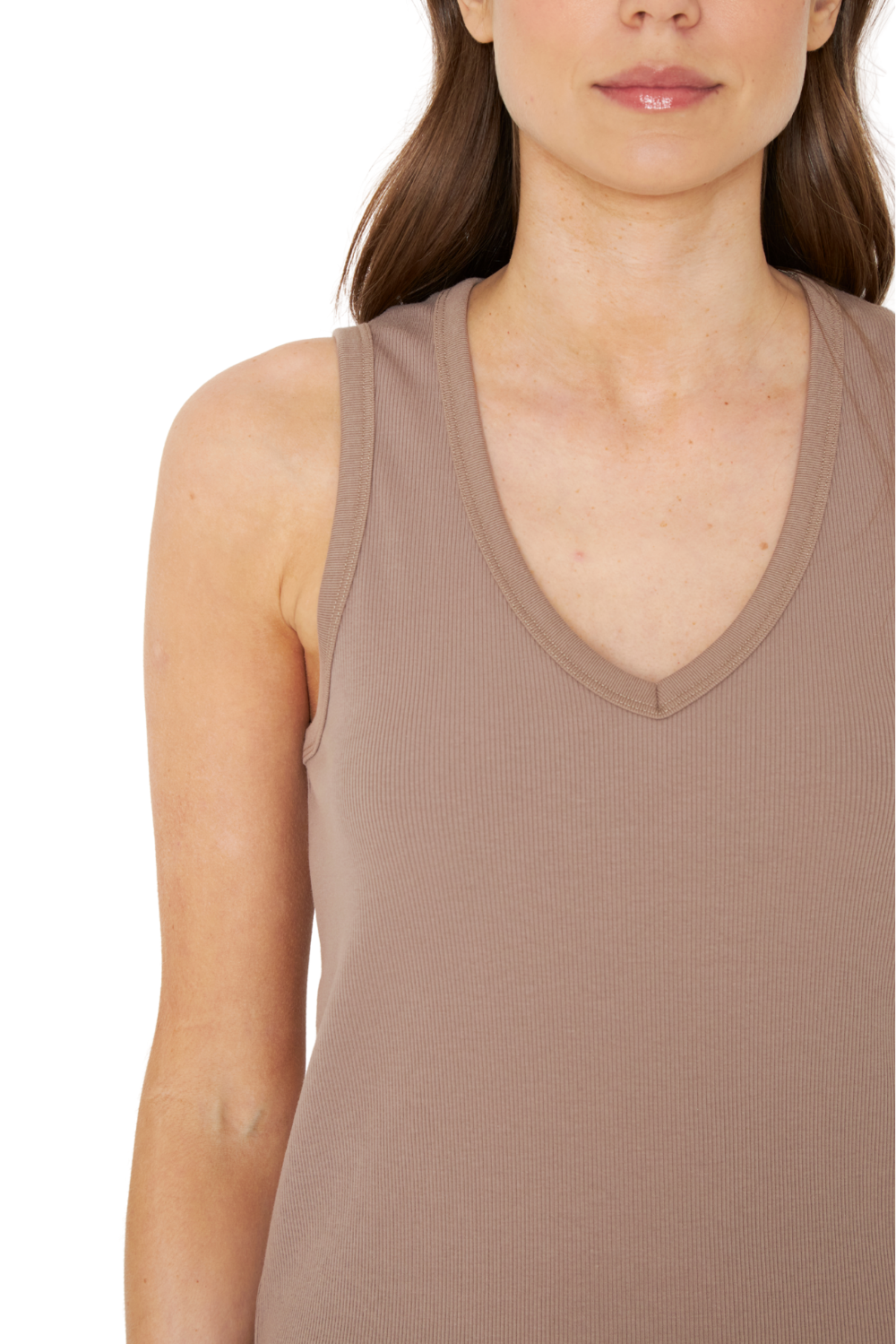 Polera Mae Cuello en V café