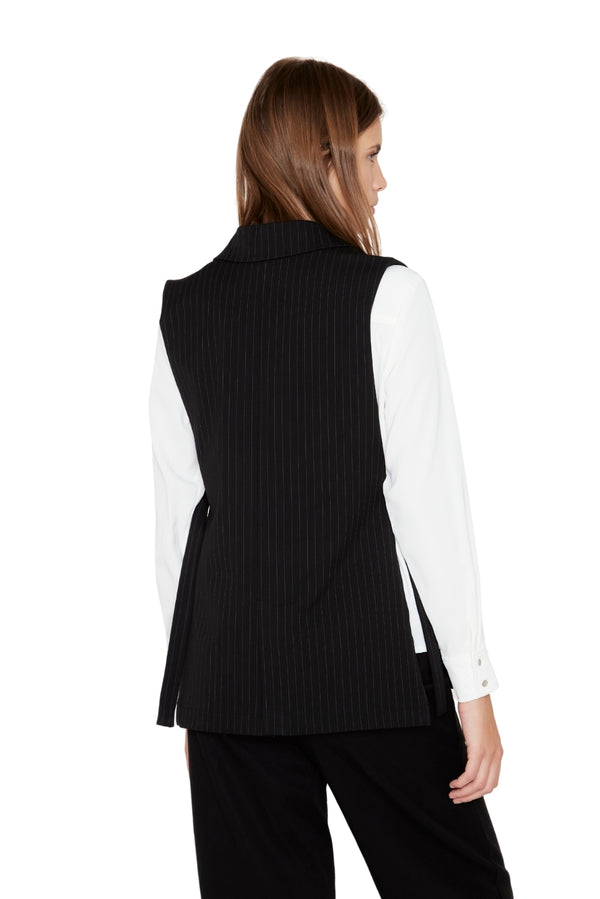 Blazer Owen rayas negro sin manga
