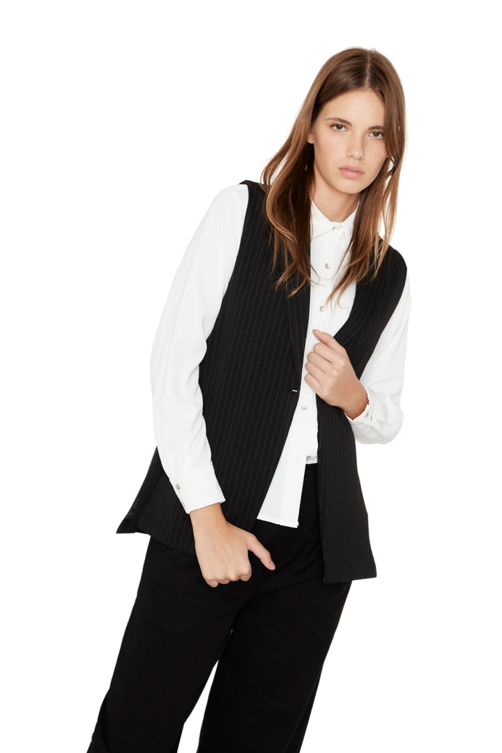 Blazer Owen rayas negro sin manga
