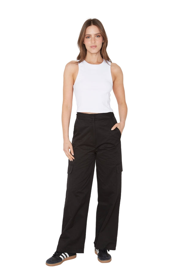 Rib Tank Top Crop blanco