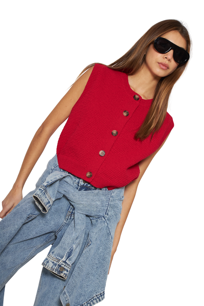 Chaleco Julia sin mangas rojo